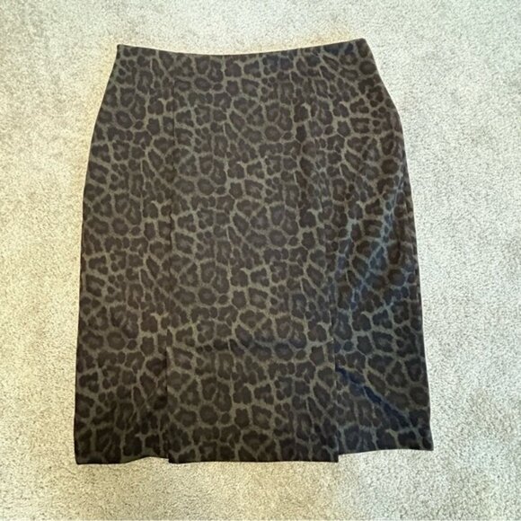 Michael Michael Kors khaki green black leopard cheetah animal print pencil skirt - Picture 5 of 14